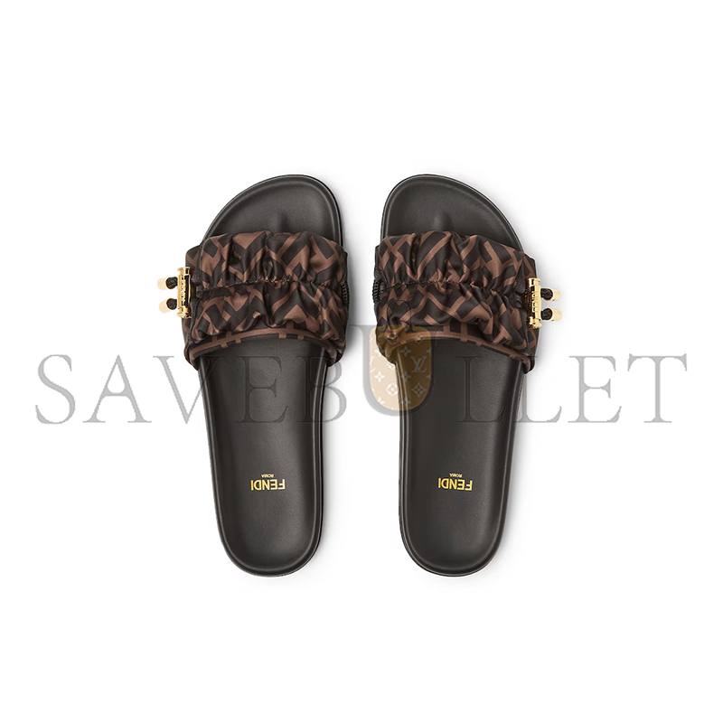 F**di feel brown satin slides 8x8142ae7sf0r7v
